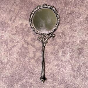 Vintage Art Deco Hand Mirror Woman French Pewter RARE